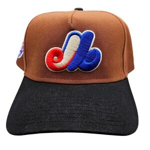 New Era Montreal Expos 9FORTY Snapback Hat Brown Black Cooperstown Side Patch